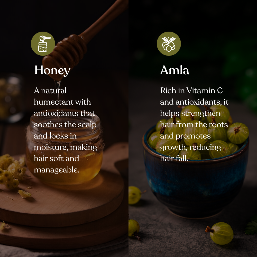 Kridha Amla Shampoo with Honey & Mulethi | Hair Fall Control & Frizz Care | Nourishing Shampoo for Dry, Damaged Hair | Unisex, Sulfate-Free, Daily Use Hair Cleanser.