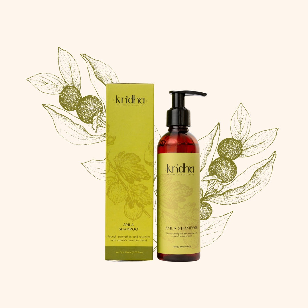 Kridha Amla Shampoo with Honey & Mulethi | Hair Fall Control & Frizz Care | Nourishing Shampoo for Dry, Damaged Hair | Unisex, Sulfate-Free, Daily Use Hair Cleanser.
