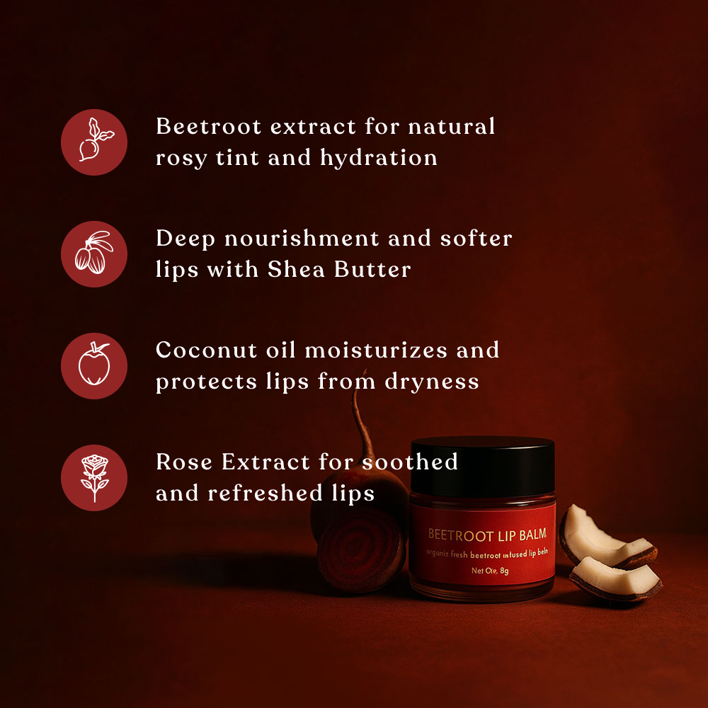 Kridha Beetroot Lip Balm – Natural Tint & Deep Hydration for Soft, Rosy Lips
